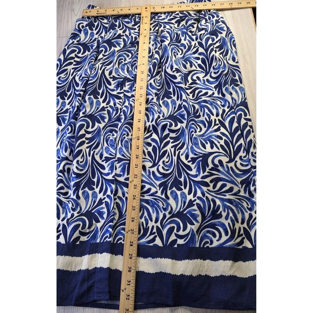 Jules & Leopold Blue White Midi Skirt Womens M Boho Resort Coastal Print NWT - Picture 7 of 8